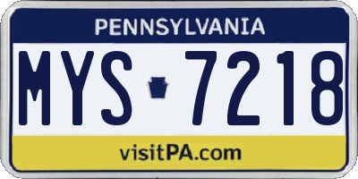 PA license plate MYS7218