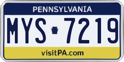 PA license plate MYS7219