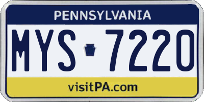 PA license plate MYS7220