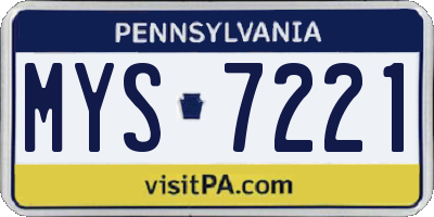 PA license plate MYS7221