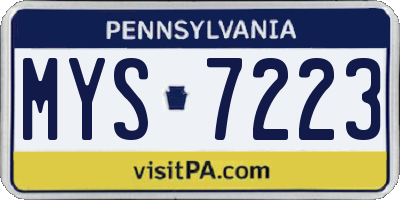 PA license plate MYS7223
