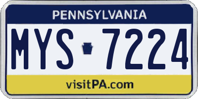 PA license plate MYS7224