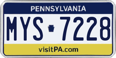 PA license plate MYS7228