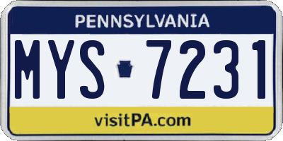 PA license plate MYS7231