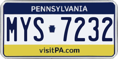 PA license plate MYS7232