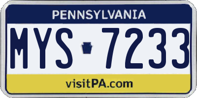 PA license plate MYS7233