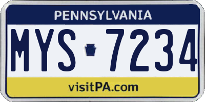 PA license plate MYS7234