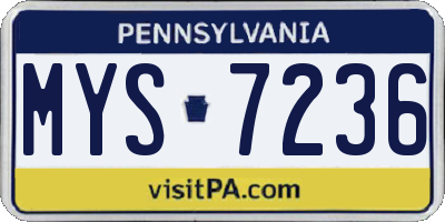 PA license plate MYS7236
