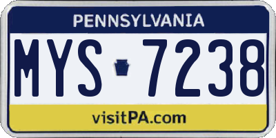 PA license plate MYS7238