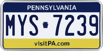 PA license plate MYS7239