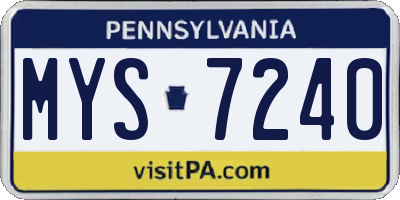 PA license plate MYS7240