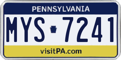 PA license plate MYS7241