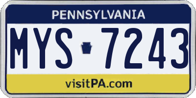 PA license plate MYS7243