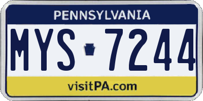 PA license plate MYS7244