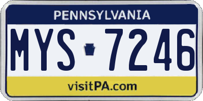 PA license plate MYS7246