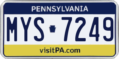 PA license plate MYS7249