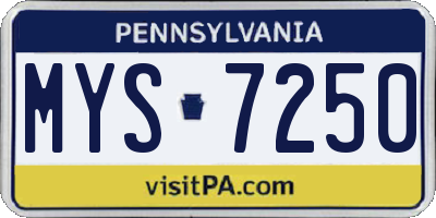 PA license plate MYS7250