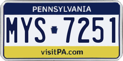PA license plate MYS7251
