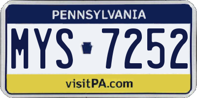 PA license plate MYS7252