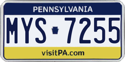 PA license plate MYS7255