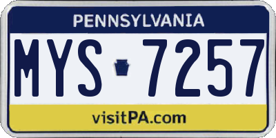 PA license plate MYS7257