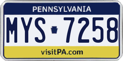 PA license plate MYS7258