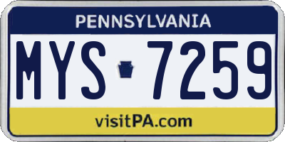 PA license plate MYS7259
