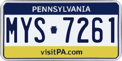 PA license plate MYS7261