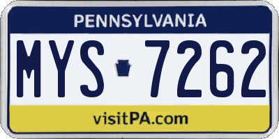 PA license plate MYS7262