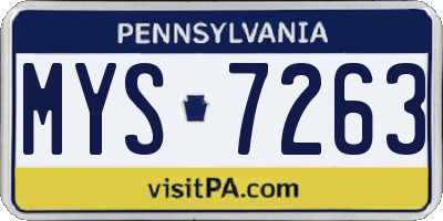PA license plate MYS7263