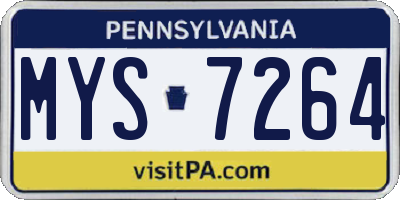 PA license plate MYS7264