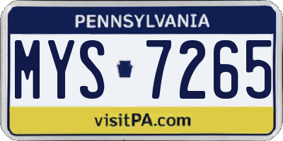 PA license plate MYS7265
