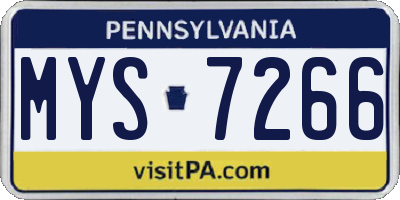 PA license plate MYS7266