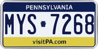PA license plate MYS7268