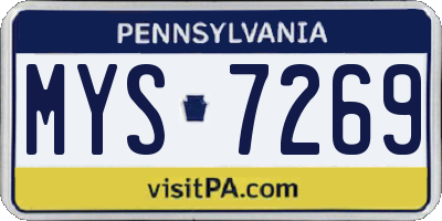 PA license plate MYS7269