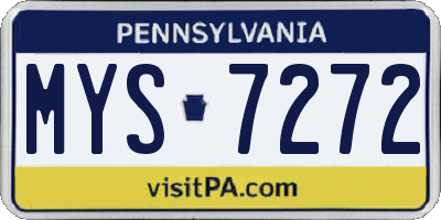 PA license plate MYS7272