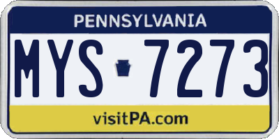 PA license plate MYS7273