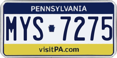 PA license plate MYS7275