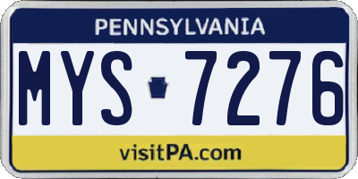 PA license plate MYS7276