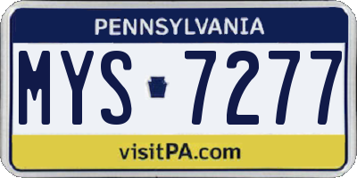 PA license plate MYS7277