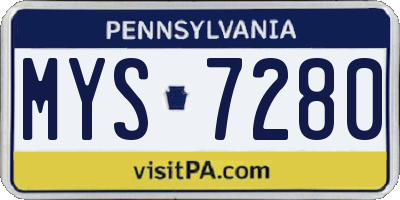 PA license plate MYS7280
