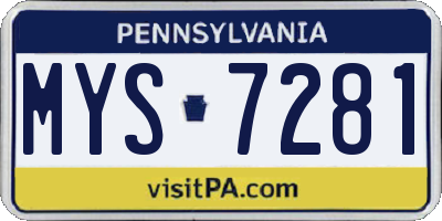 PA license plate MYS7281