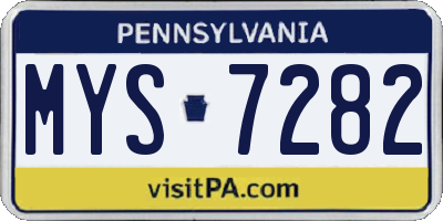 PA license plate MYS7282