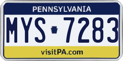 PA license plate MYS7283