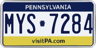 PA license plate MYS7284