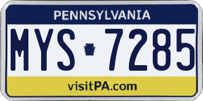 PA license plate MYS7285