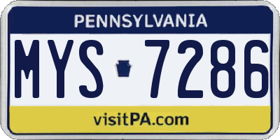PA license plate MYS7286