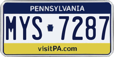 PA license plate MYS7287