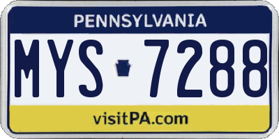 PA license plate MYS7288