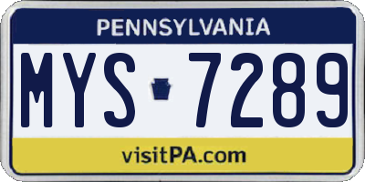 PA license plate MYS7289